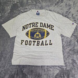 Vintage Notre Dame Football Shirt Champion Tag Men's Medium Gray